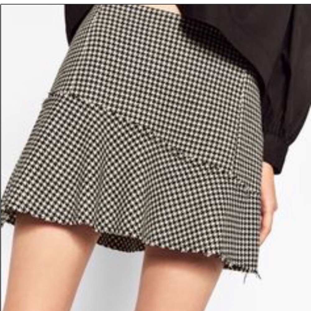 ZARA Trafaluc Houndstooth Wool Blend Mini Skirt Preppy Y2K Size Medium